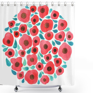 Personality  Red Color Bunch Of Flower Watercolor For Decoration On Summer Season And Flower Garden Concept. Shower Curtains