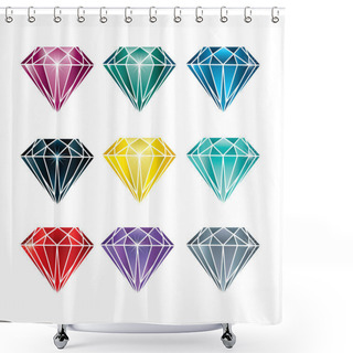 Personality  Vector Set Of Coloful Stones Shower Curtains