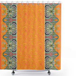 Personality  Ornamental Background With Flower Ribbon, Stripe Pattern, Greeti Shower Curtains