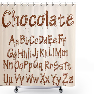 Personality  Dark Chocolate Alphabet On A White Background. Shower Curtains