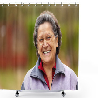 Personality  Cheerful Senior Lady Outdoor Shower Curtains