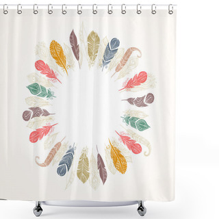 Personality  Hand Drawn Bohemian, Tribal, Ethnic Feather Background Shower Curtains