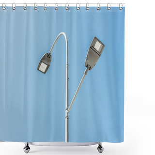 Personality  Low Angle View Of Street Lamps Against Blue Sky Shower Curtains