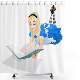 Personality  Wonderland Alice Reading A Book Shower Curtains