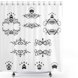 Personality  Retro Frames Set With Royal Crowns Shower Curtains