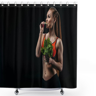 Personality  Sportswoman Eating Salad Leaves Shower Curtains