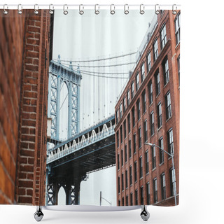 Personality  Urban Scene With Buildings And Brooklyn Bridge In New York City, Usa Shower Curtains