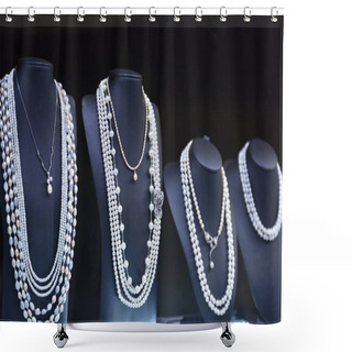 Personality  Close Up Of Jewelry Chainlets And Necklaces On Display Shower Curtains