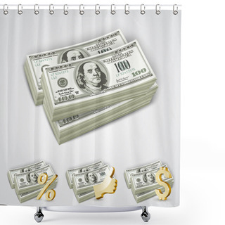 Personality  Dollar Bills In The Package Shower Curtains