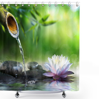 Personality  Zen Garden With Massage Stones And Waterlily Shower Curtains