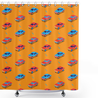 Personality  Colored Retro Cars. Vector Lifestyle Shower Curtains