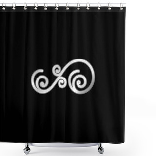 Personality  Asymmetrical Floral Design Of Spirals Silver Plated Metallic Icon Shower Curtains