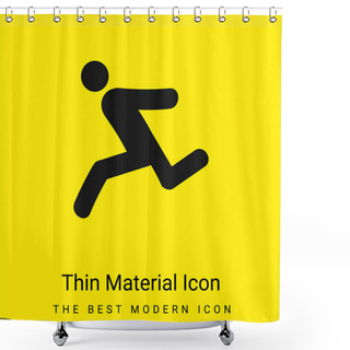 Personality  Athlete Running Minimal Bright Yellow Material Icon Shower Curtains