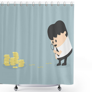 Personality  Businessman Looking On Dollar Through Magnifying Glass Shower Curtains