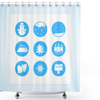 Personality  Winter Icons Set Vector Illustration  Shower Curtains