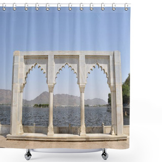 Personality  Anasagar Lake With White Marble Gate, Ajmer, Rajasthan, India Shower Curtains