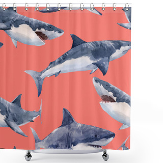 Personality  Watercolor Shark Vector Pattern Shower Curtains