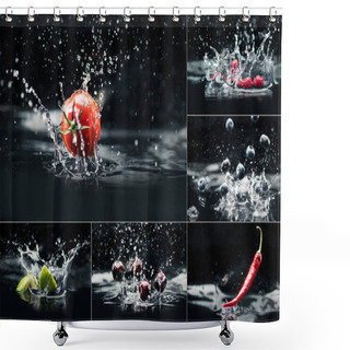 Personality  Products Falling In Water With Splashes Shower Curtains
