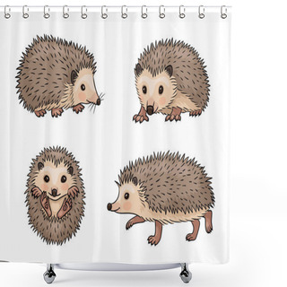 Personality  Cute Hedgehogs. Vector Illustration. EPS8 Shower Curtains