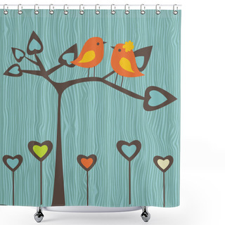 Personality  Birds In Love Shower Curtains