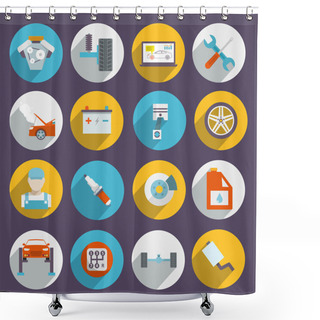Personality  Auto Service Icons Flat Shower Curtains