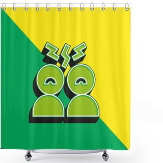 Personality  Angry Green And Yellow Modern 3d Vector Icon Logo Shower Curtains