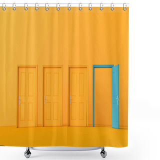 Personality  3D Rendering Of An Open Door. Business Opportunity Concept Shower Curtains