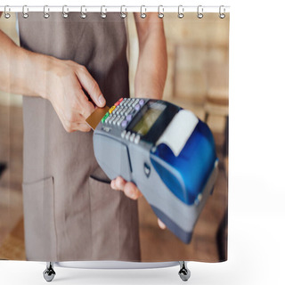 Personality  Waiter With Payment Terminal Shower Curtains
