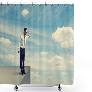Personality  Man Standing On The Edge And Looking Down Shower Curtains