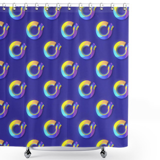 Personality  Abstract Digital Illustration With A Visually Appealing Pattern Of Circles In A Blue And Yellow Color Scheme. 3d Rendering Shower Curtains