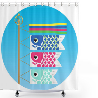 Personality  Vector Illustration With Carp Streamers For The Japanese Kodomo No Hi, The Boys Festival.  Shower Curtains