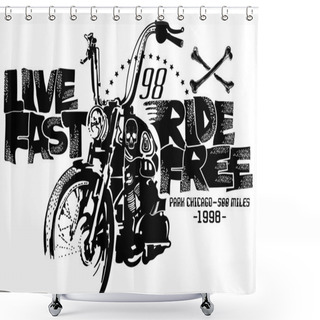 Personality  Vintage Motorcycle Printing For Clothing Shower Curtains