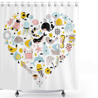 Personality  Vector Sea Animals Shower Curtains