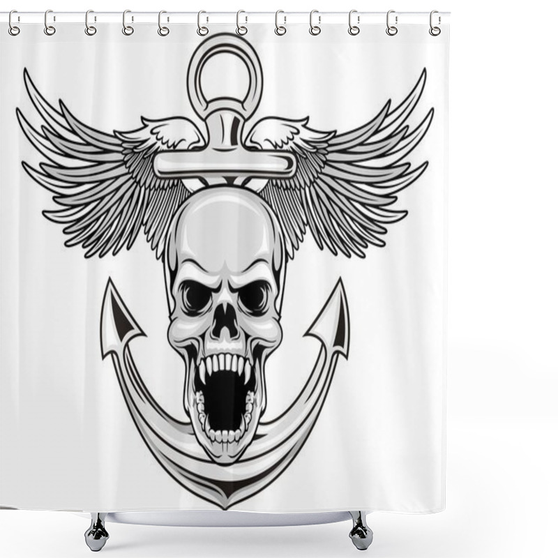 Personality  Navy Skull Shower Curtains