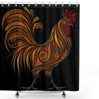 Personality  Beautiful Vector Fire Cock By New Year 2017 On Black Background Shower Curtains