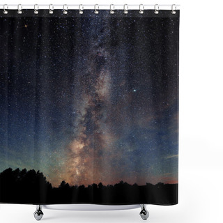 Personality  Milky Way Over Forest Shower Curtains