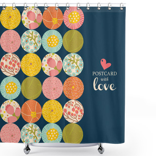 Personality  Cute Postcard With Flowers Motifs Shower Curtains