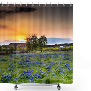 Personality  Sunset In Field Full Of Texas Wildflowers. Shower Curtains
