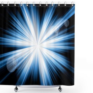 Personality  Burst Of Blue Lines Shower Curtains
