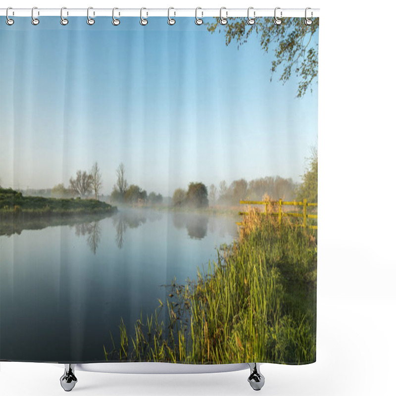Personality  Mist Hanging Over River Nene In Northamptonshire At Sunrise Shower Curtains