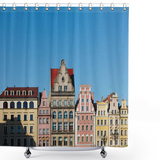 Personality  Beautiful Colorful Facades Of Antique Building At Wroclaw, Poland Shower Curtains