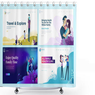 Personality  Set Of Web Page Design Templates For Family Health Care, Travel And Enjoying Family Activities. Modern Vector Illustration Concepts For Website And Mobile Website Development.  Shower Curtains