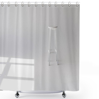 Personality  Single Empty Modern White Stool On Grey Shower Curtains