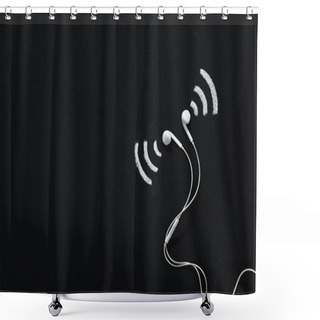 Personality  Earphones With Sound Sign Drawn On Chalkboard Shower Curtains