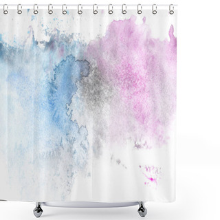 Personality  Abstract Painting With Light Blue And Purple Paint Blots On White  Shower Curtains