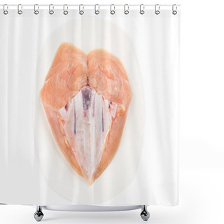 Personality  Fresh Heart Shaped Skinless Chicken Breast Meat With Keel Bone Shower Curtains