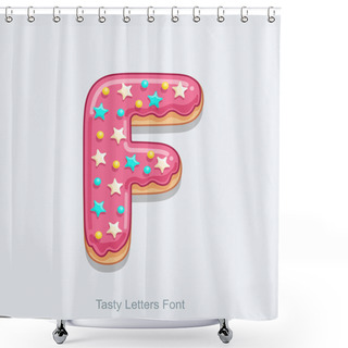 Personality  Delicious Alphabet. Vector Illustration. Letter F Shower Curtains