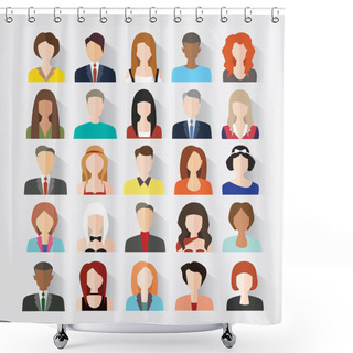 Personality  Big Set Of Avatars Profile Pictures Flat Icons Shower Curtains