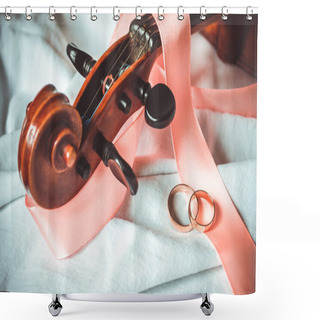 Personality  Wedding Rings And Violin Shower Curtains