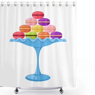 Personality  Macarons In A Glass Cake Stand Vector Shower Curtains